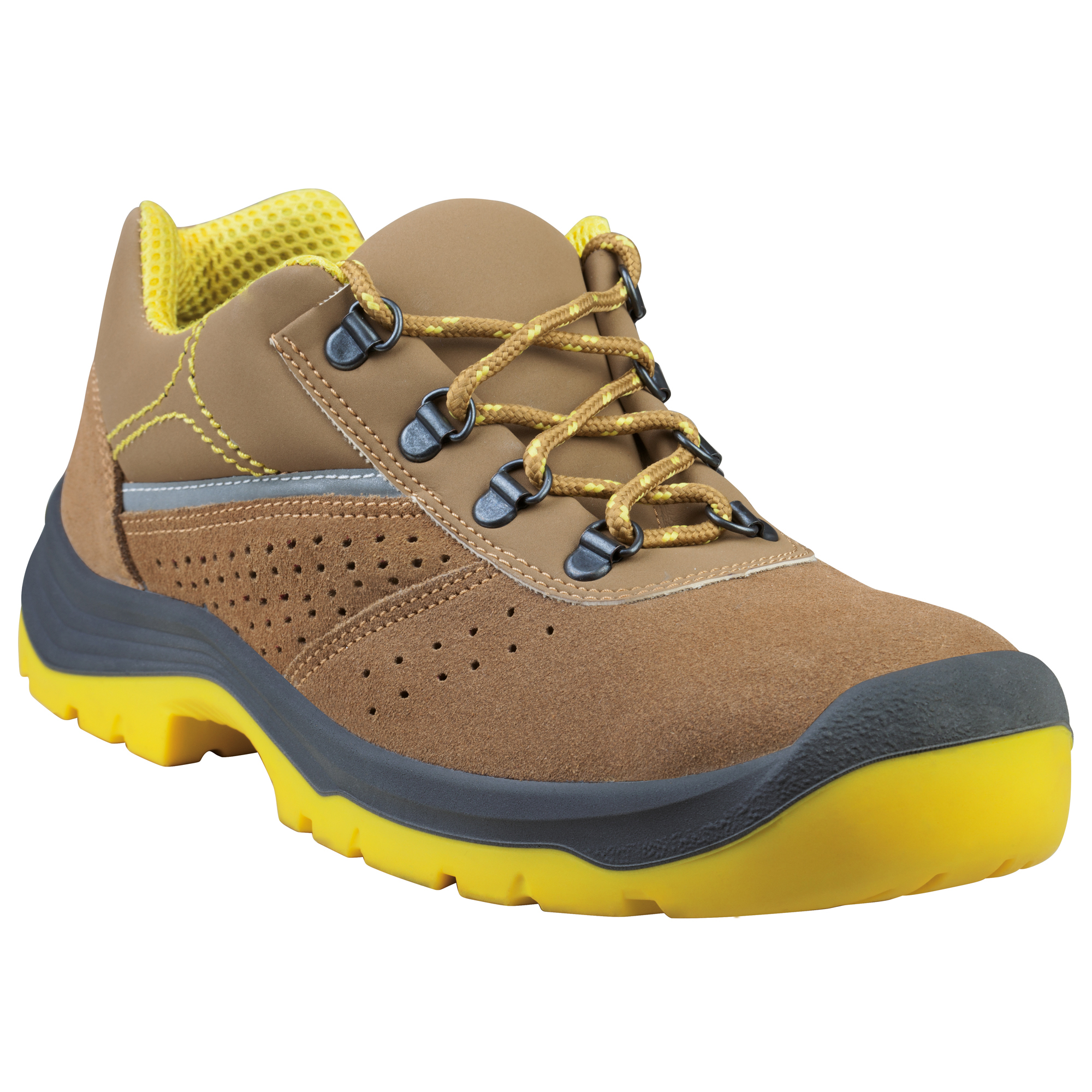 Calzatura di sicurezza Rimini 4 S1P SRC - pelle scamosciata perforata - numero 39 - beige/giallo - Deltaplus