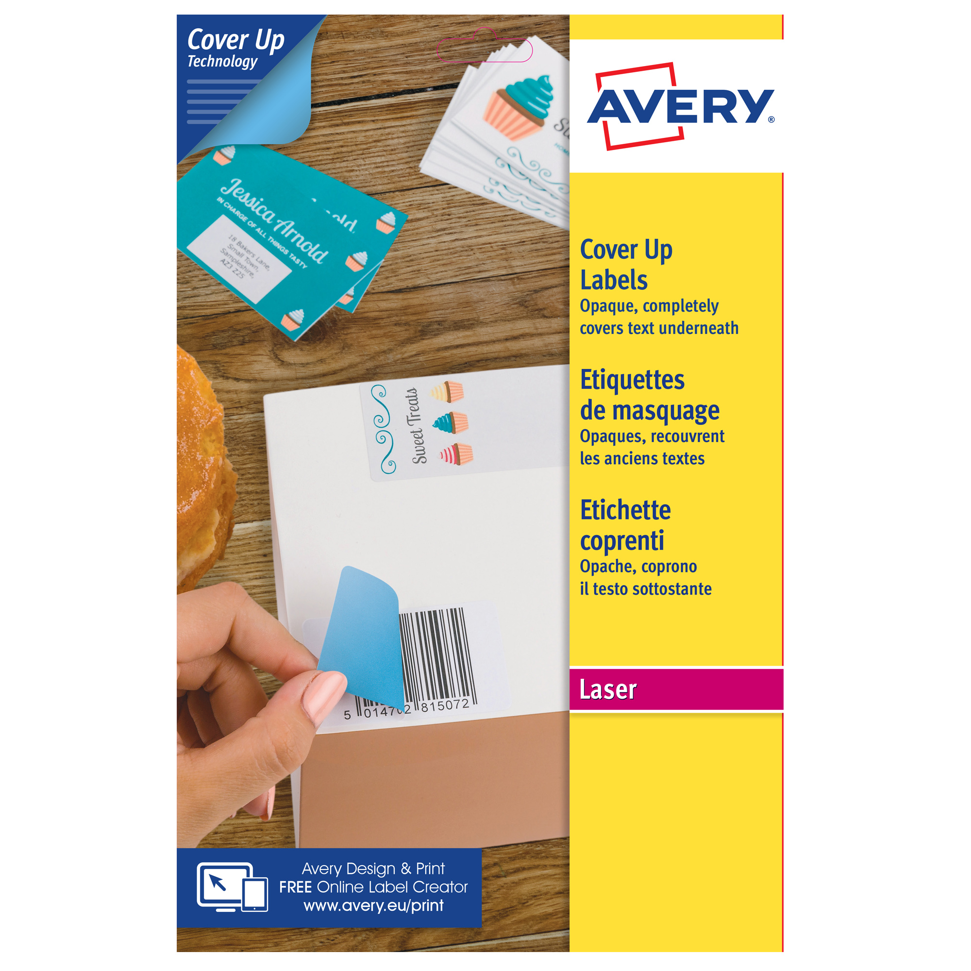 Etichette adesive coprenti BlockOut - in carta - permanenti - 99,1 x 57 mm - 10 et/fg - 25 fogli - bianco - Avery