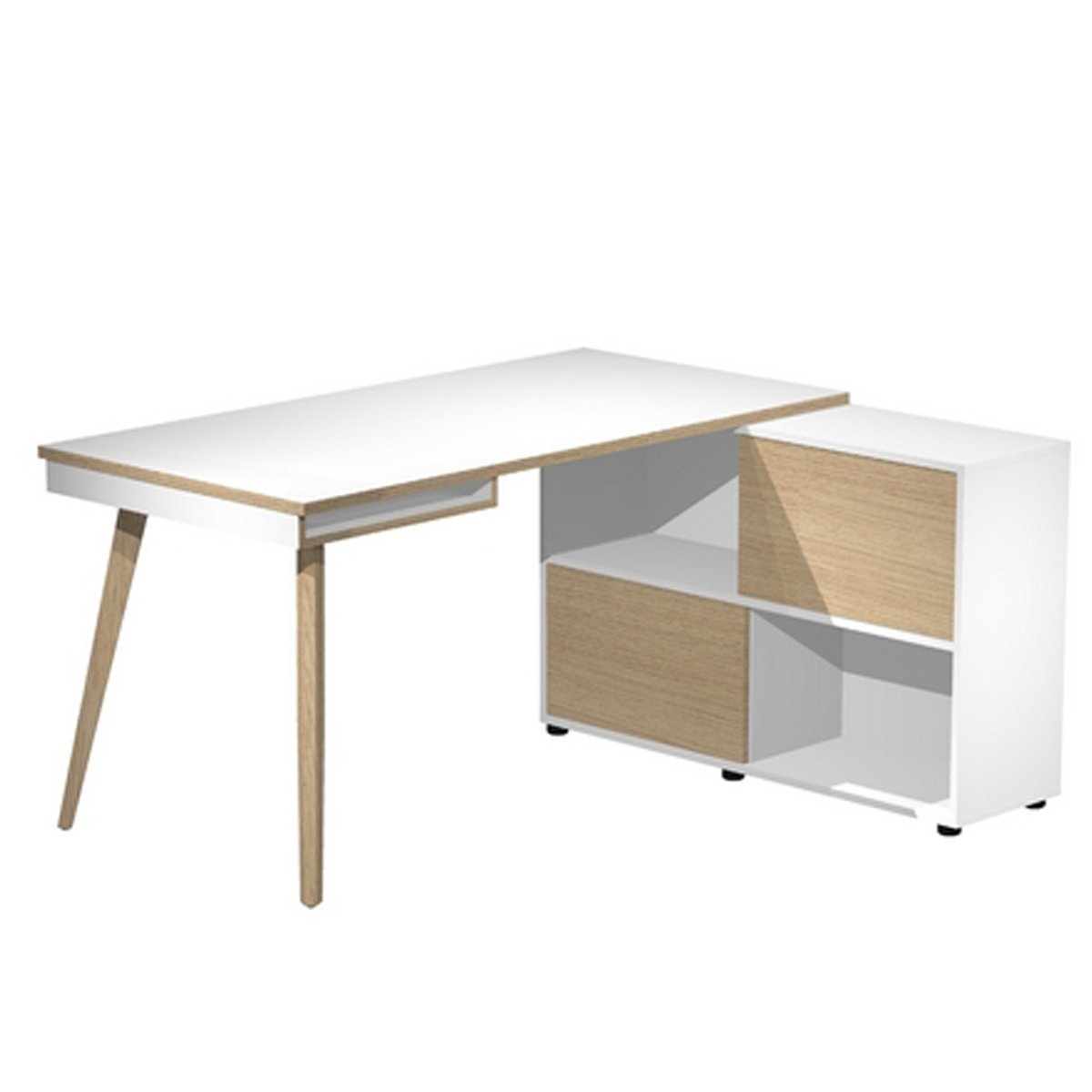 Workstation Midi - gambe in legno - 130 …