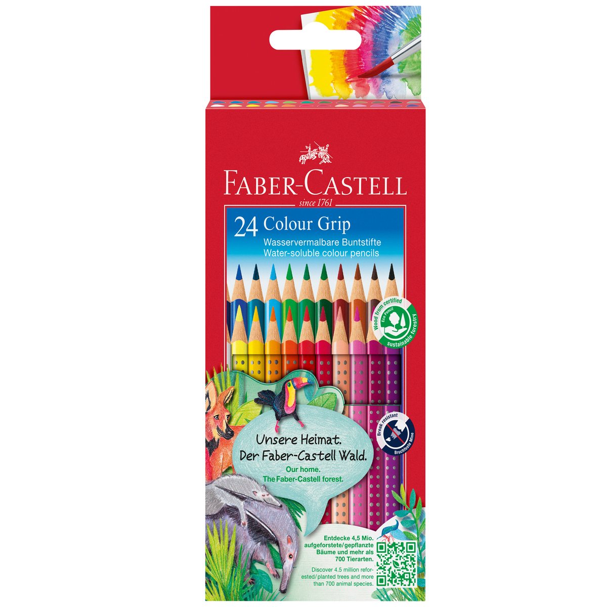 Matite colorate Colour Grip - mina 3,3 mm - acquerellabili - Faber Castell - astuccio 24 pezzi