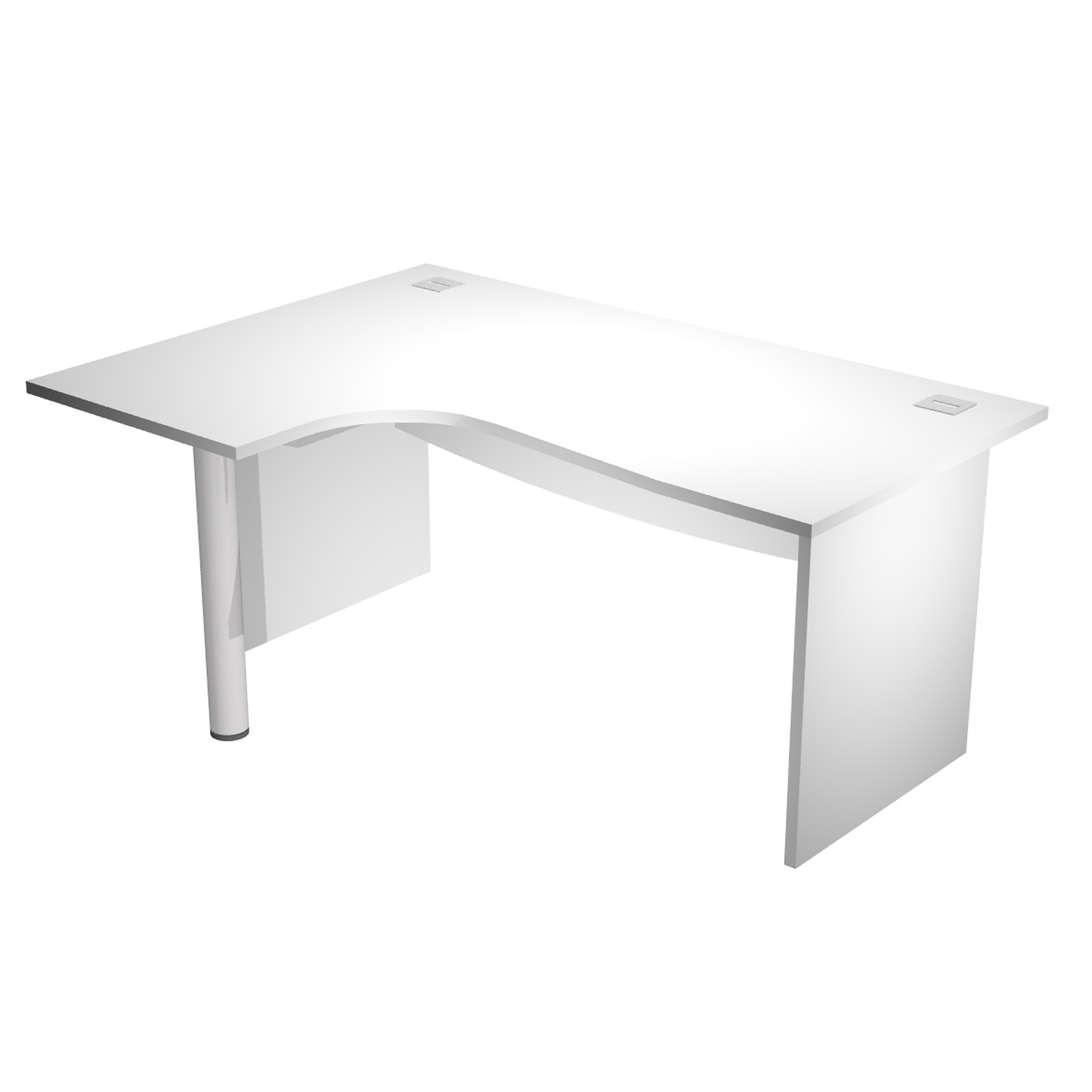 Scrivania compact Agorà - fianco sx melaminico - L180 x P120/80/60 x H73 cm - con supporto metallico - bianco