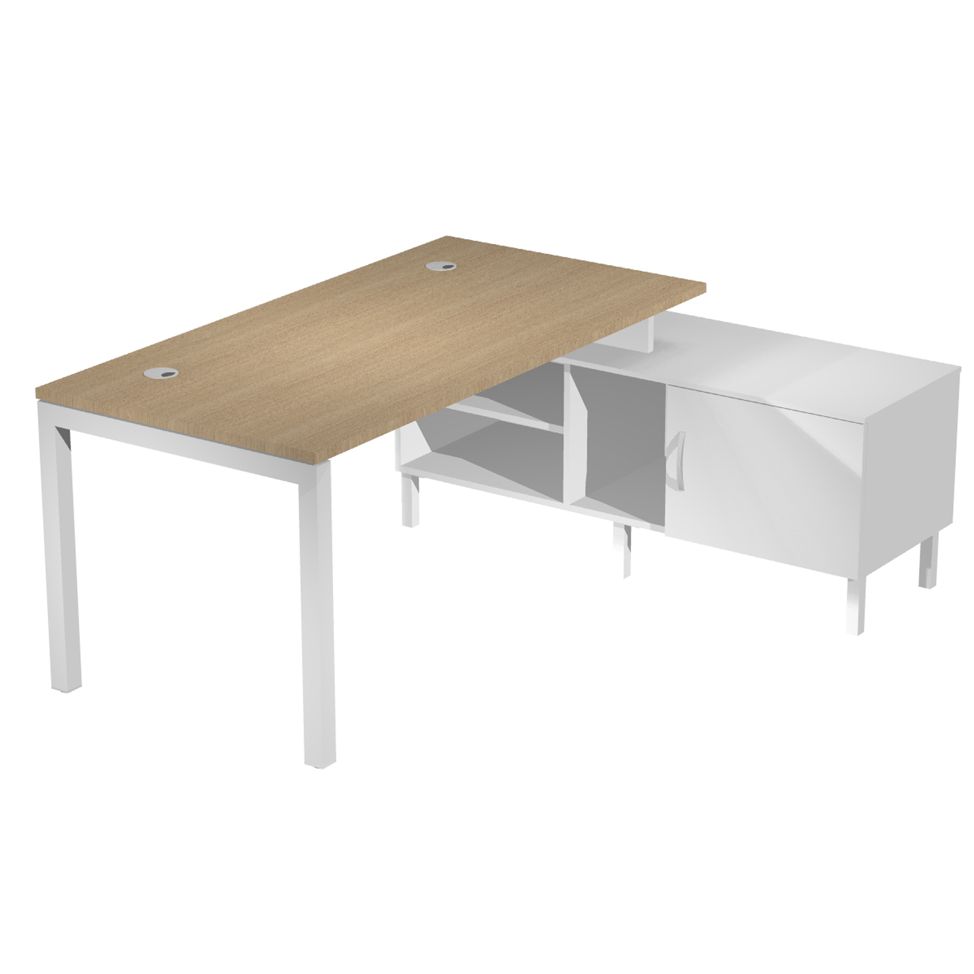 Scrivania Agorà - con mobile di servizio portante - 185 x 140 x L 72,5 cm - rovere