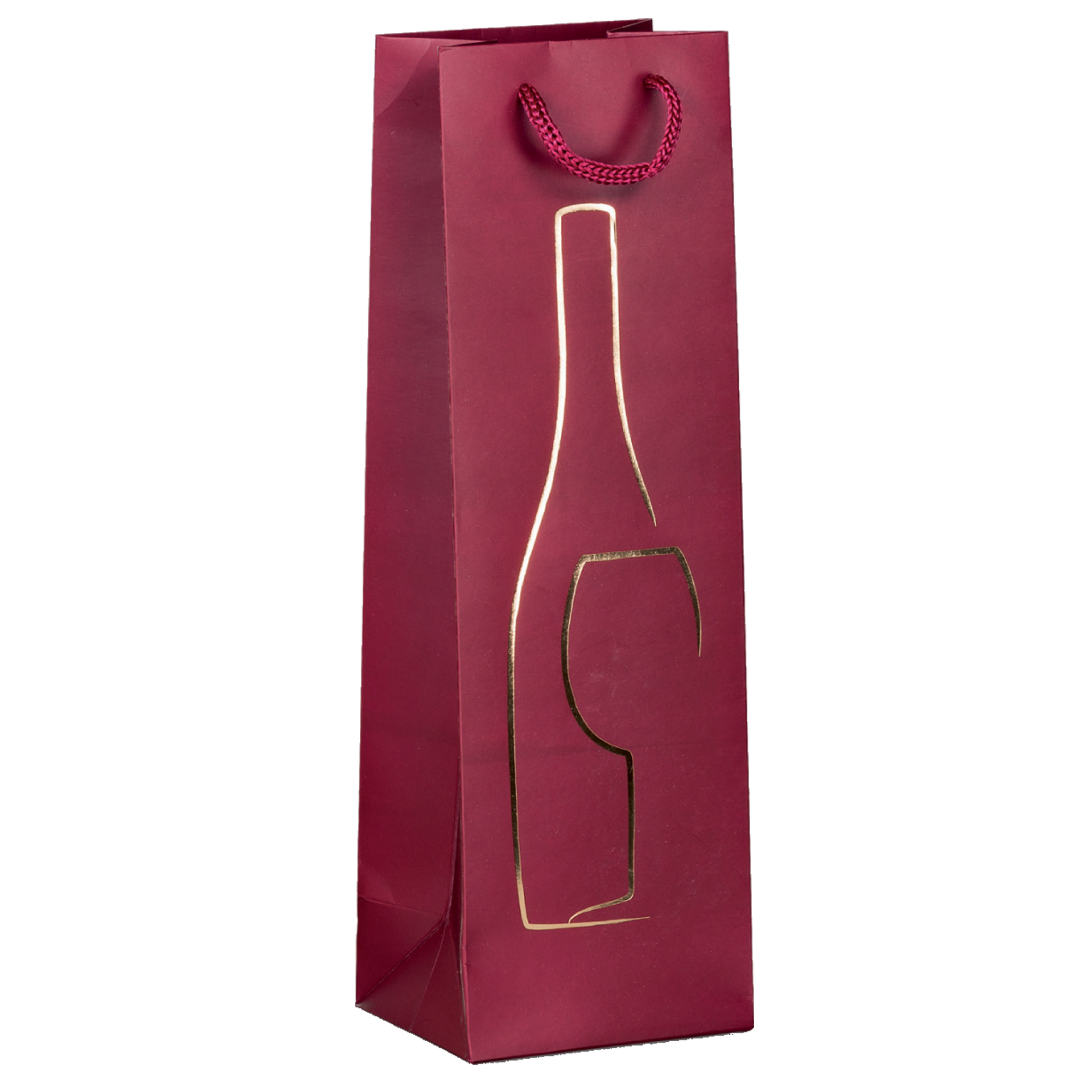 Shopper portabottiglie - con manici in corda - 12 x 37 x 9 cm - rosso - Rex Sadoch