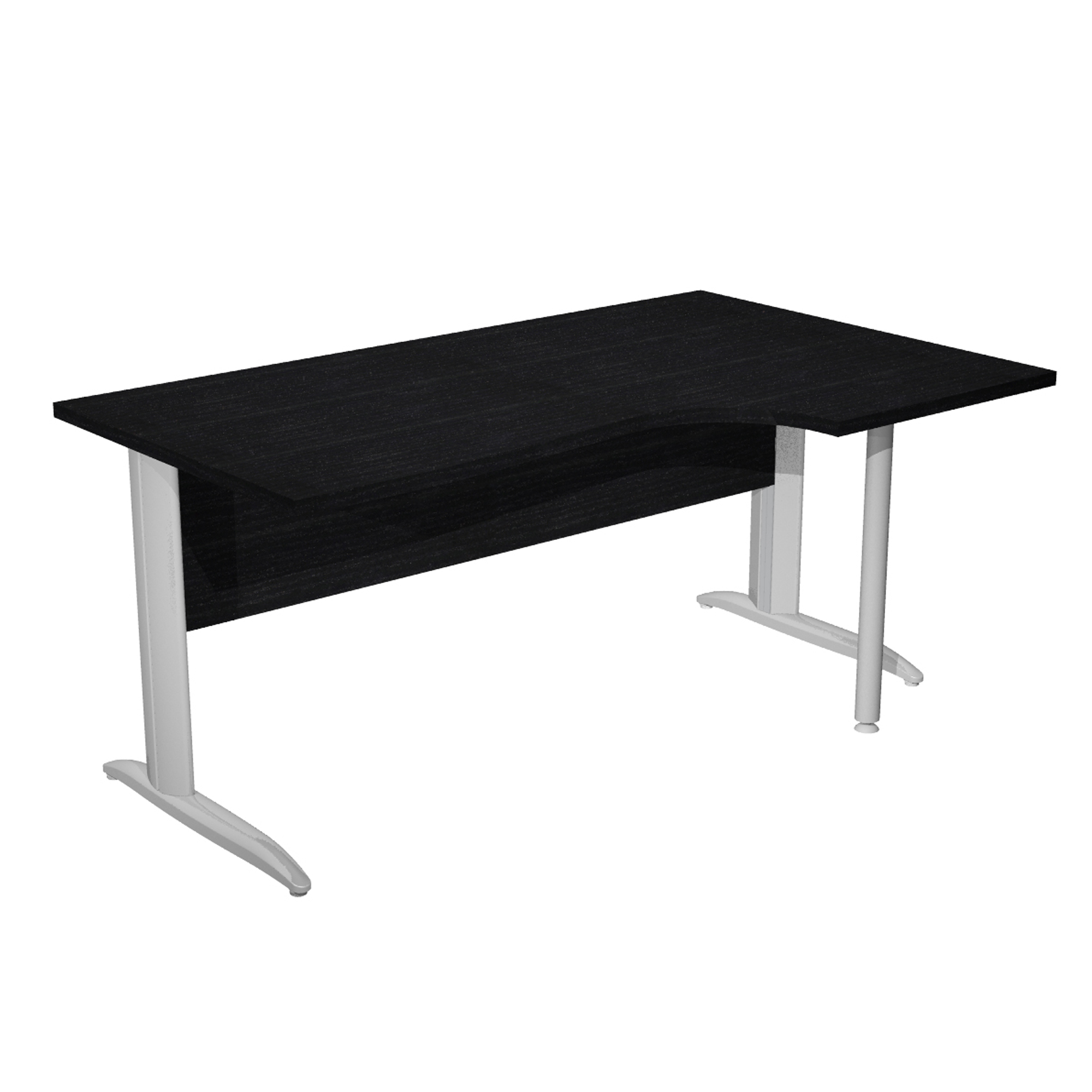 Scrivania Compact Destro Easy - 160 x 60/80/100 cm - Nero venato/grigio cromato