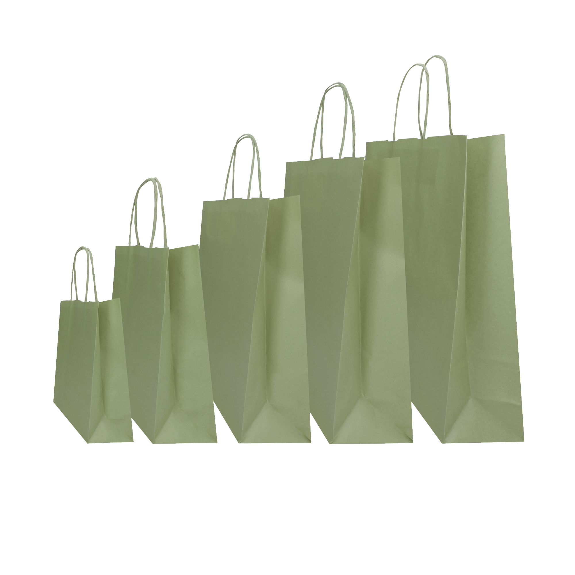 Shopper Twisted - maniglie cordino - 45 x 15 x 50 cm - carta kraft - salvia - Mainetti Bags - conf. 25 pezzi