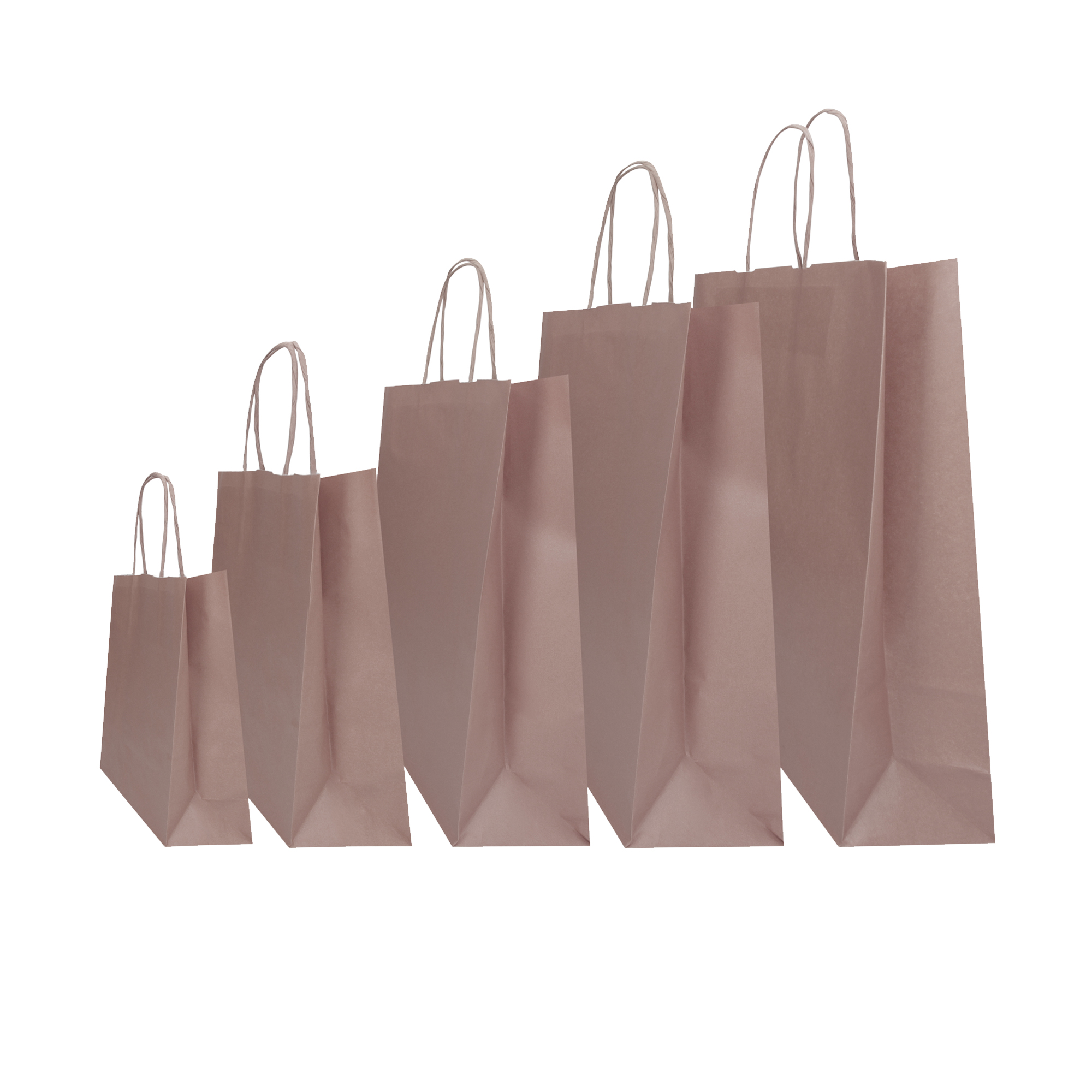 Shopper Twisted - maniglie cordino - 18 x 8 x 24 cm - carta kraft - rosa antico - Mainetti Bags - conf. 25 pezzi