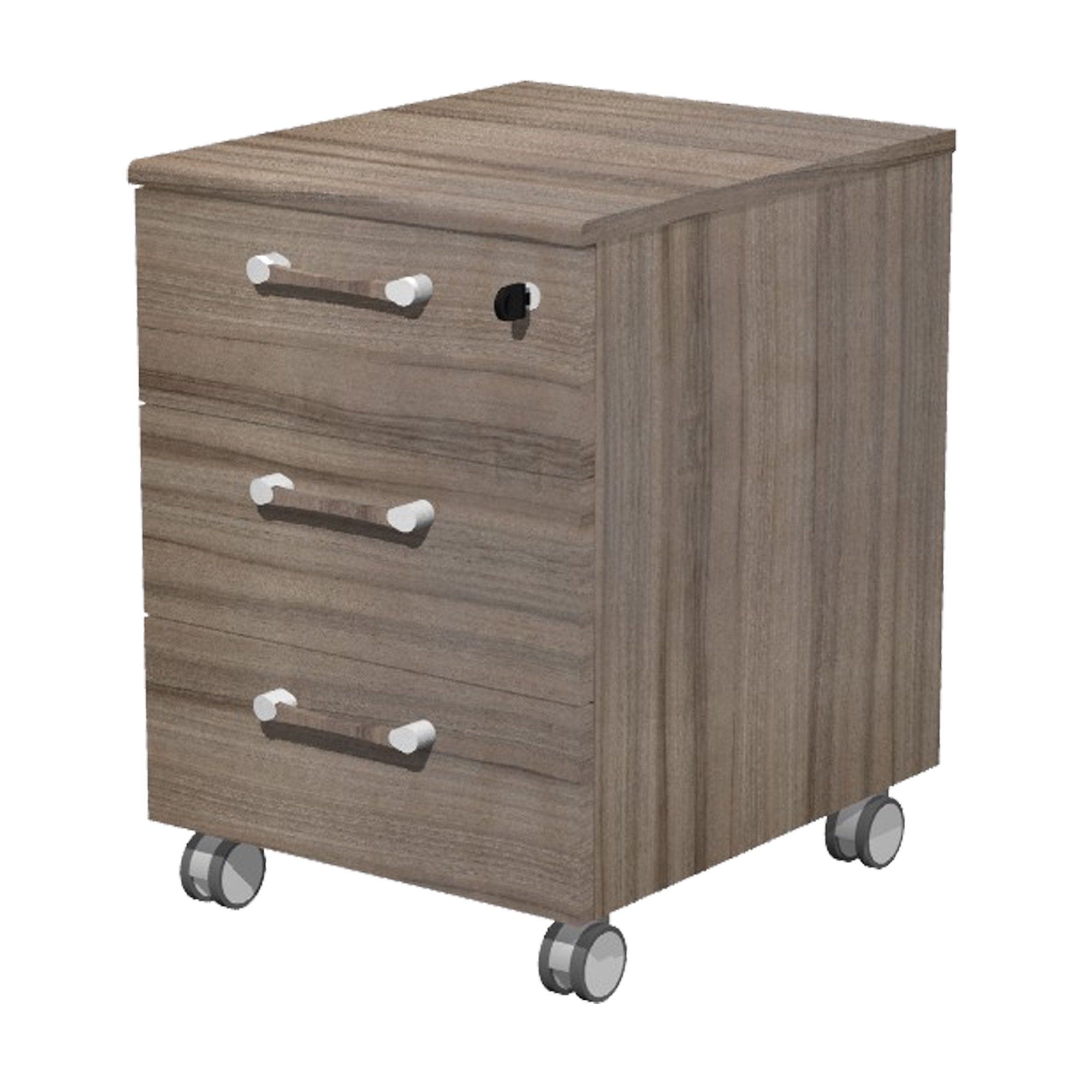 Cassettiera 3 cassetti Elegance - su ruote - 41,8 x 52 x 61,5 cm - noce toscano
