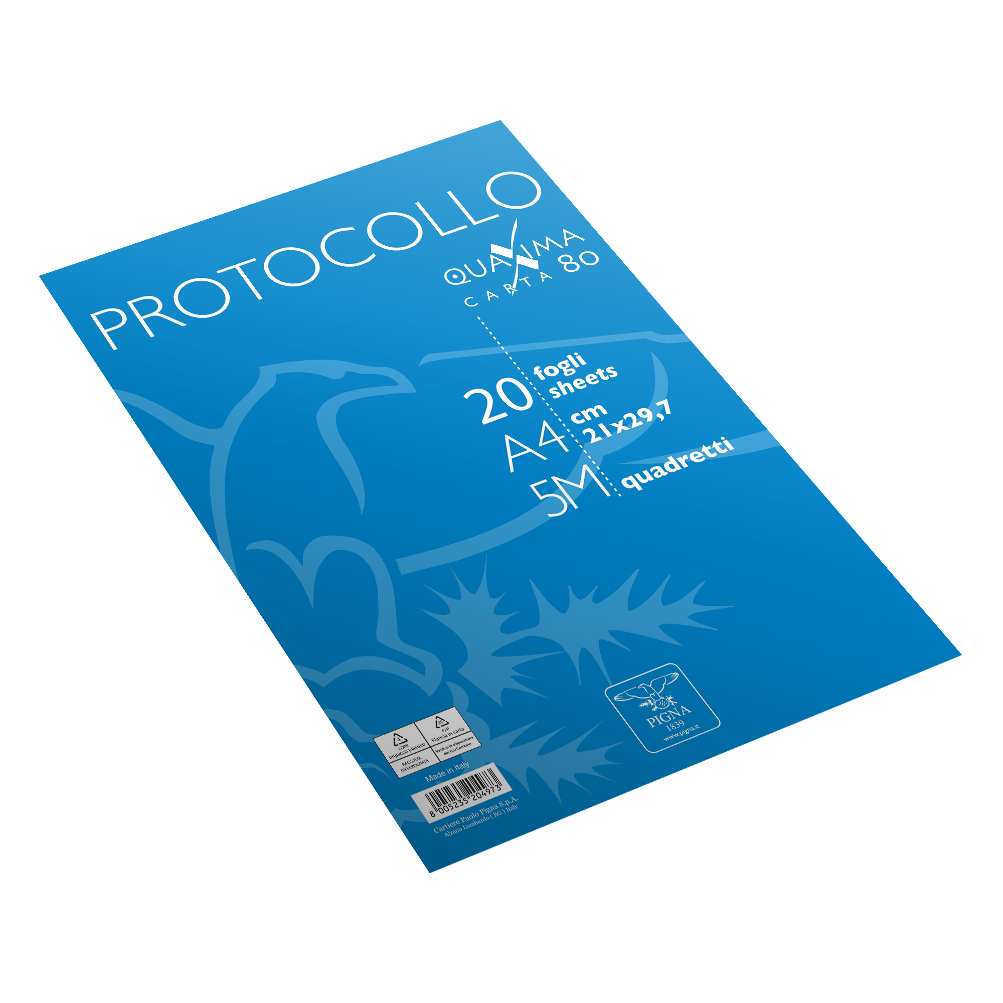 Fogli protocollo Quaxima - A4 - 5 mm - 80 gr - Pigna - conf. 20 pezzi