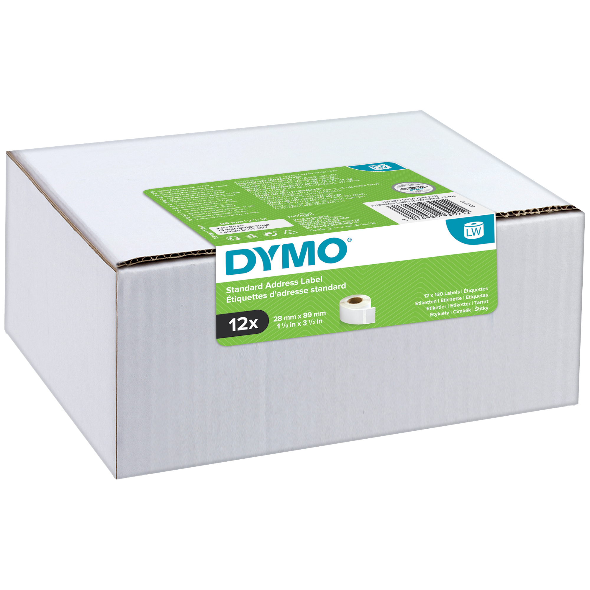 Rotolo etichette per Indirizzi Standard - 28 x 89 mm - bianco - Dymo - value pack 12 pezzi