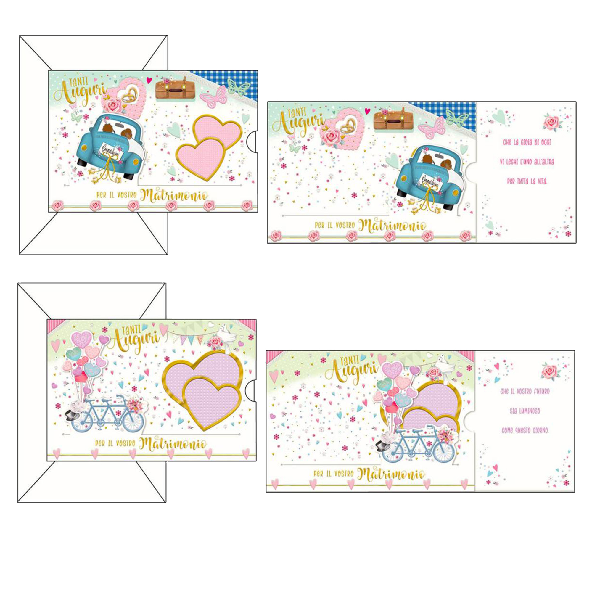 Biglietto auguri Matrimonio - 4 soggetti assortiti - …