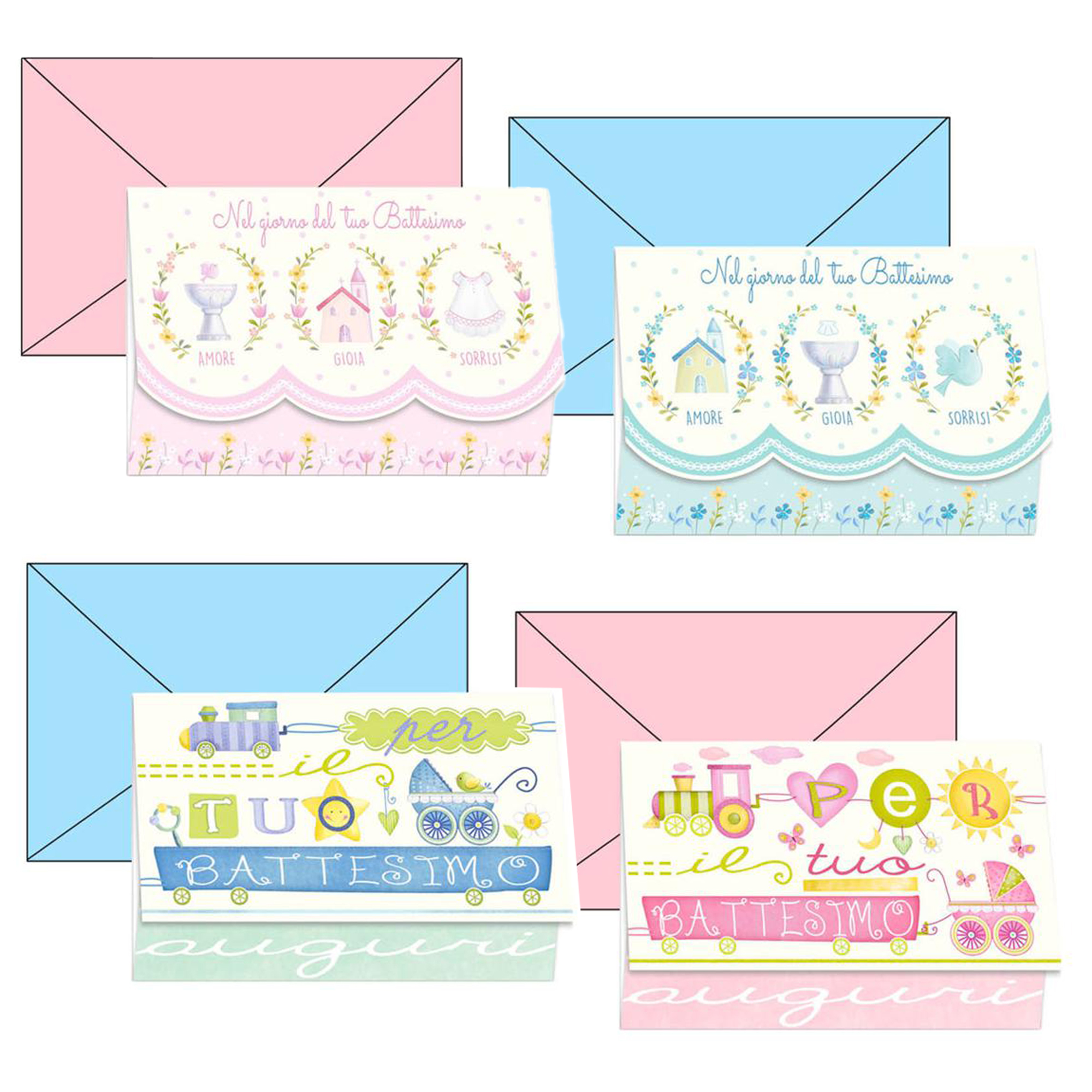 Biglietto auguri Battesimo - 4 soggetti assortiti - …