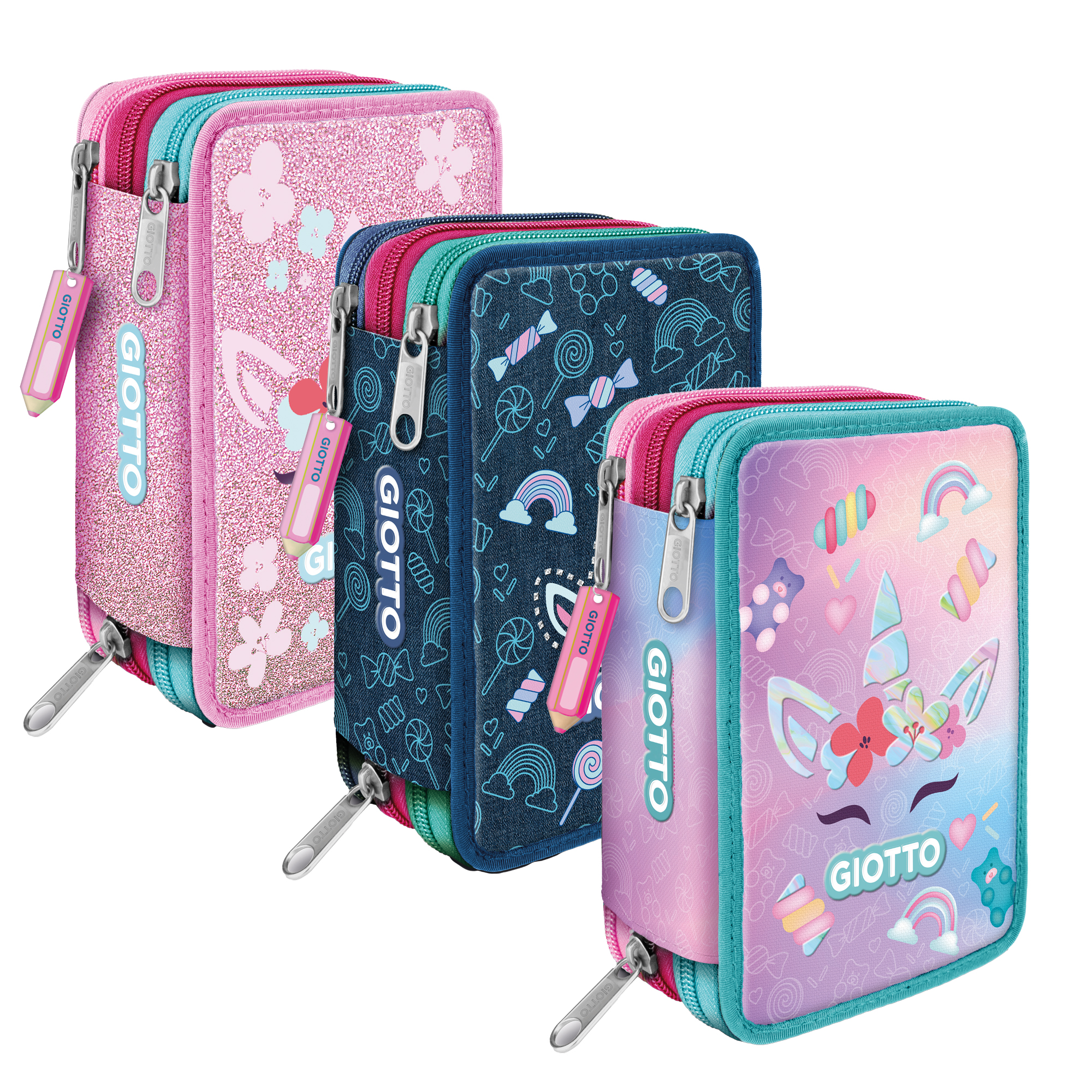 Astuccio 3 zip Candy collection - 19,5 x …