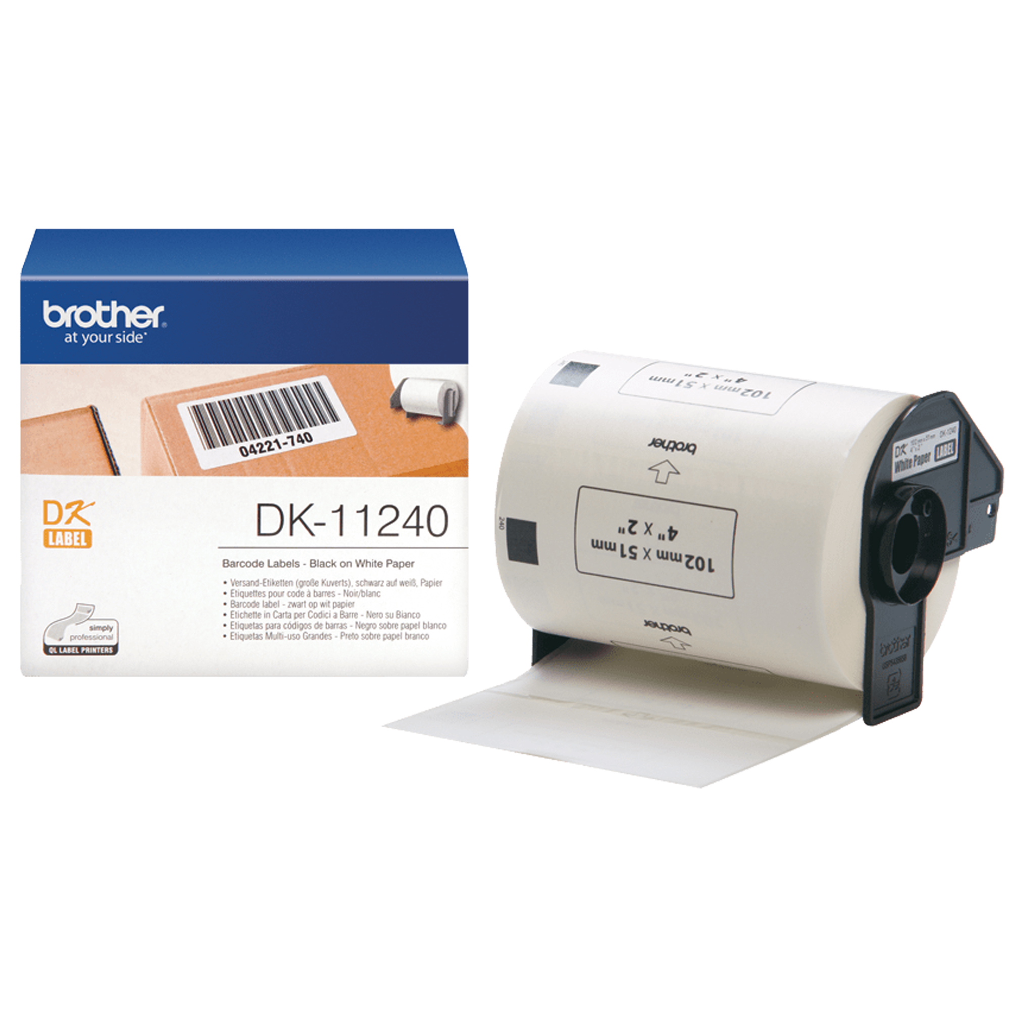 Brother - Rotolo 600 Etichette 102 x 51 mm - Nero/Bianco - DK-11240