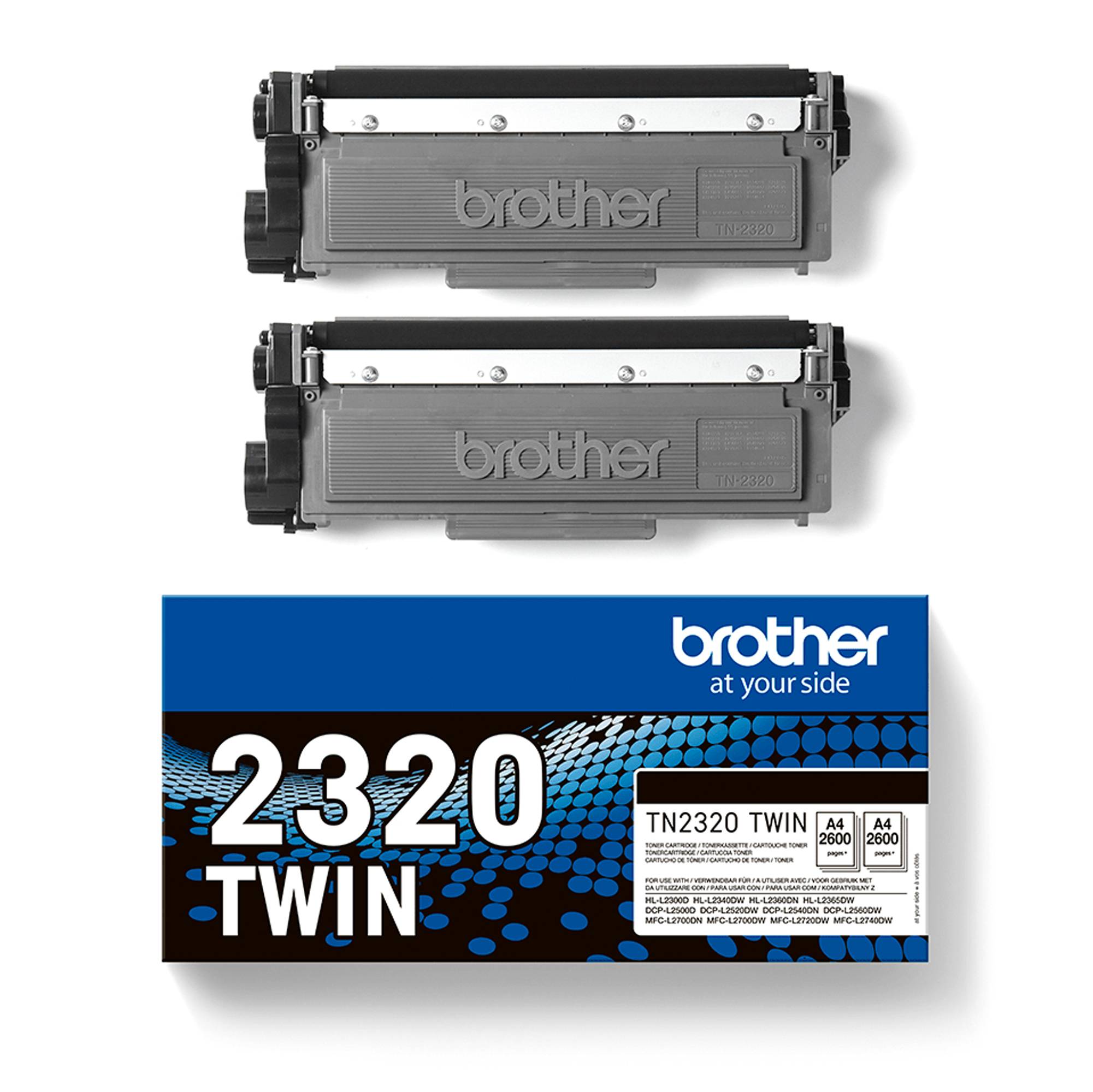 Brother TN2320 TWIN - Confezione da 2 - Alta resa - nero - originale - cartuccia toner - per Brother DCP-L2500, L2520, L2560, HL-L2300, L2340, L2360, L2365, MFC-L2700, L2720, L2740