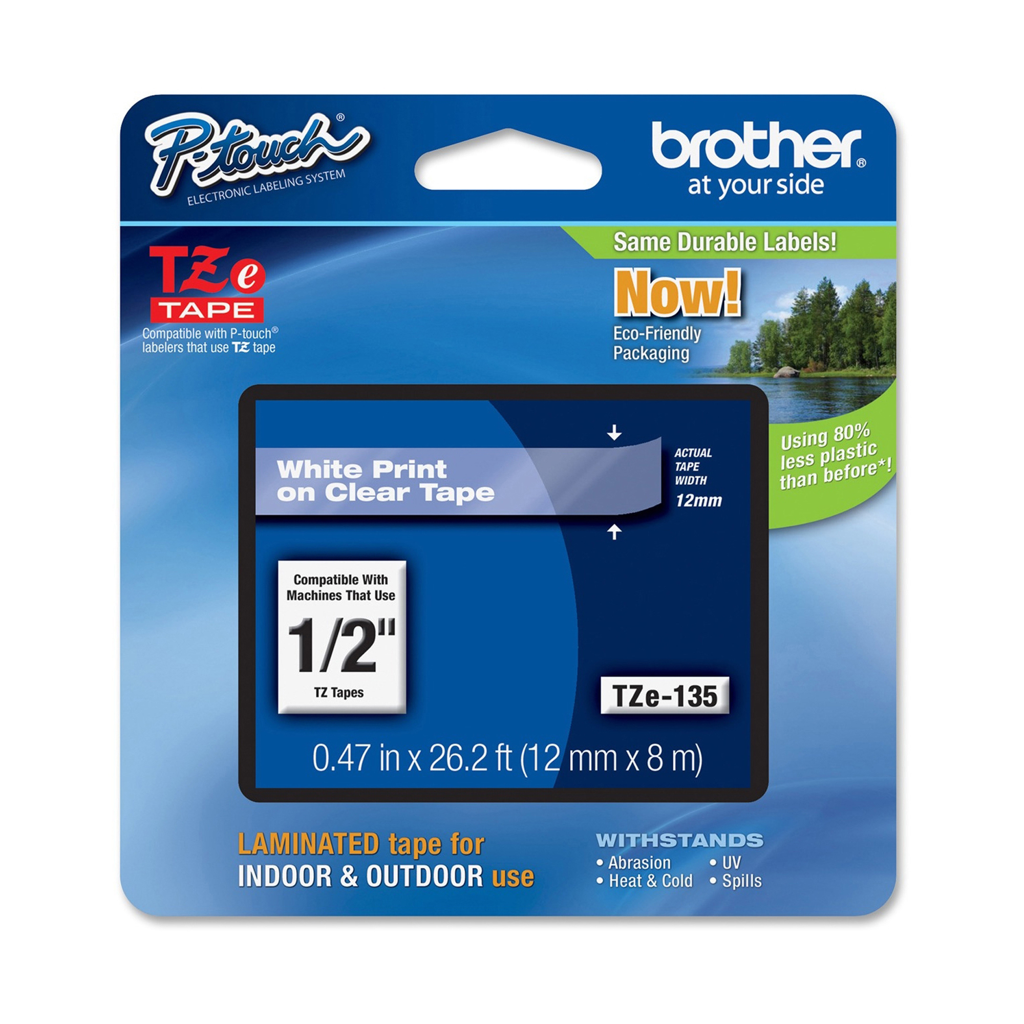 Brother - Nastro - Bianco/Trasparente - TZE135 12mm …