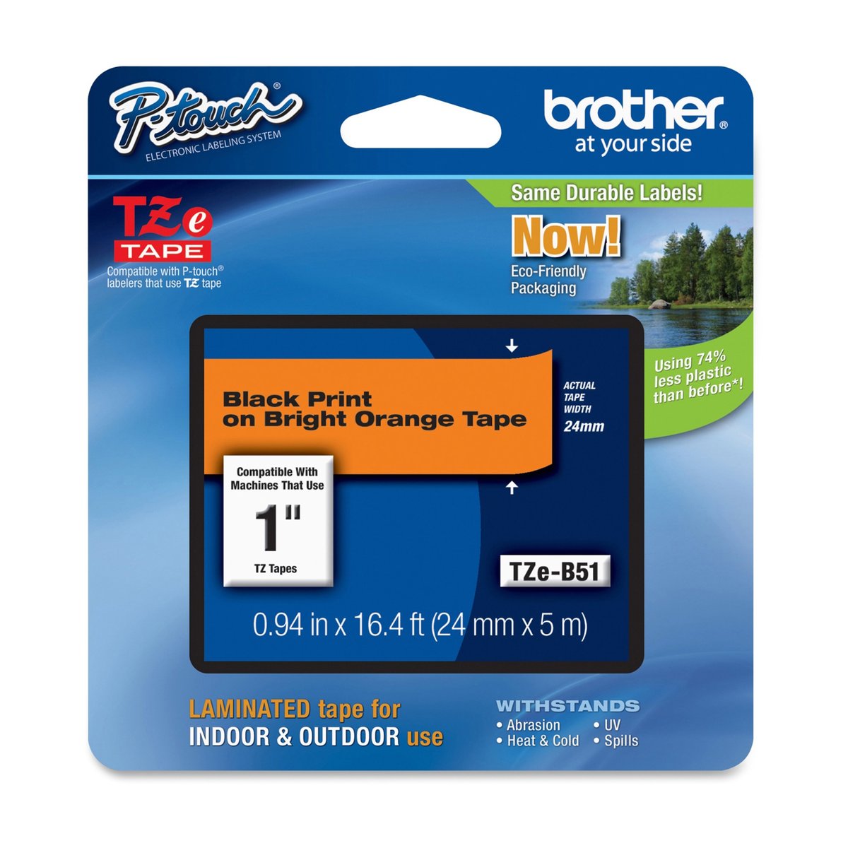 Brother - Nastro laminato fluorescente - Nero/Arancio fluo …