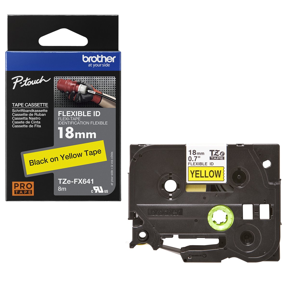 Brother TZE-FX641 nastro per etichettatrice Nero su giallo TZ