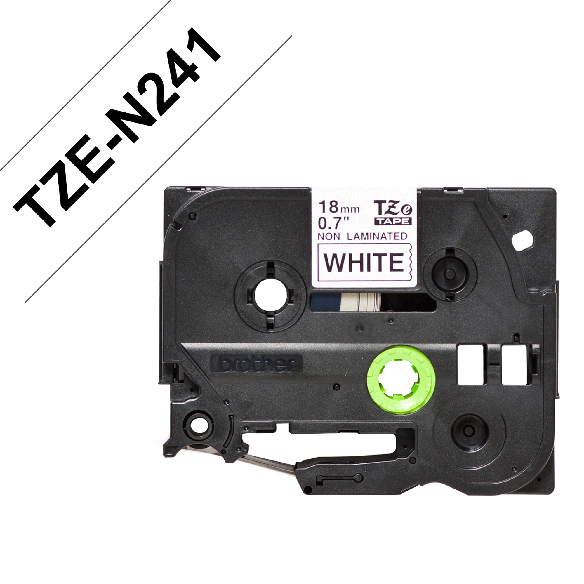 Brother Nastro TZEN241 da 18 mm (8 m Nero/Bianco