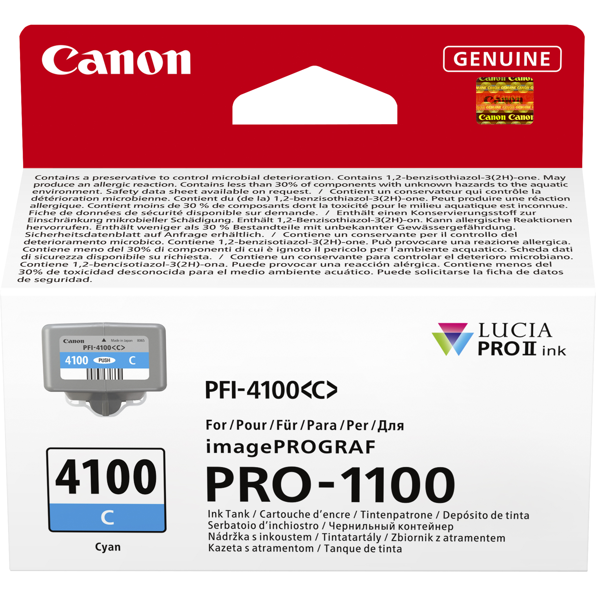 Canon PFI-4100 C - 80 ml - ciano - originale - confezione da appendere - serbatoio inchiostro - per imagePROGRAF PRO-1100