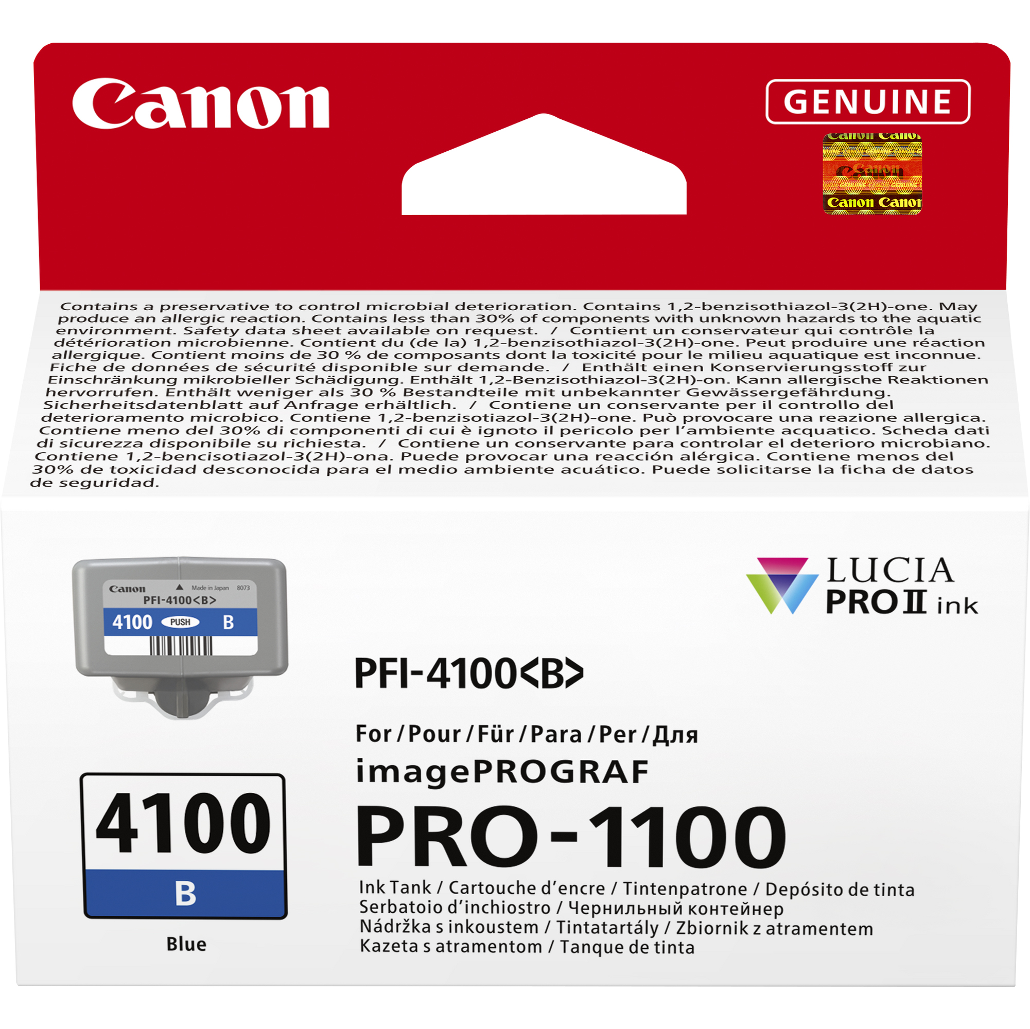 Canon PFI-4100 B - 80 ml - blu - originale - confezione da appendere - serbatoio inchiostro - per imagePROGRAF PRO-1100