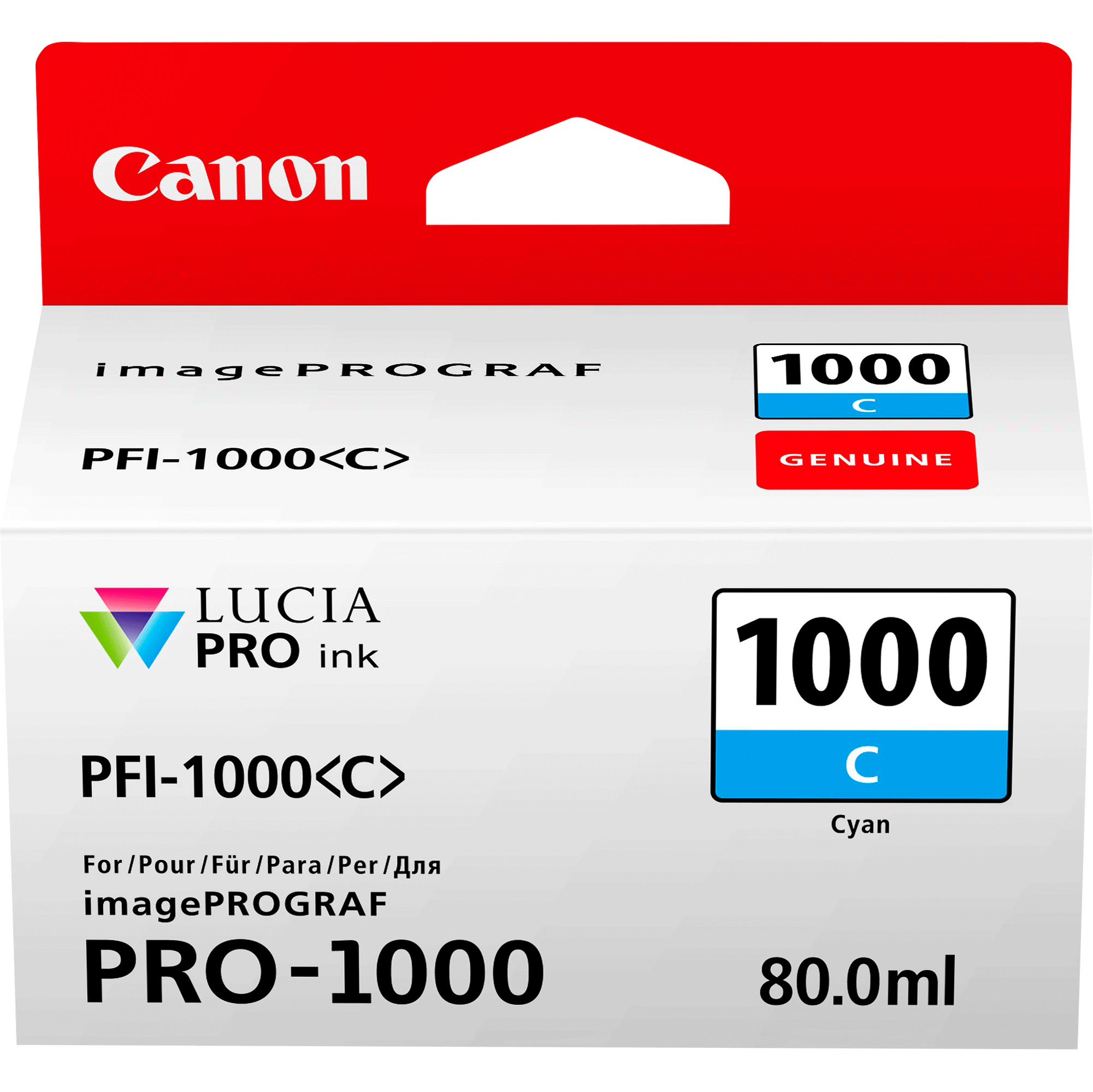 Canon PFI-1000 C - 80 ml - ciano - originale - serbatoio inchiostro - per imagePROGRAF PRO-1000