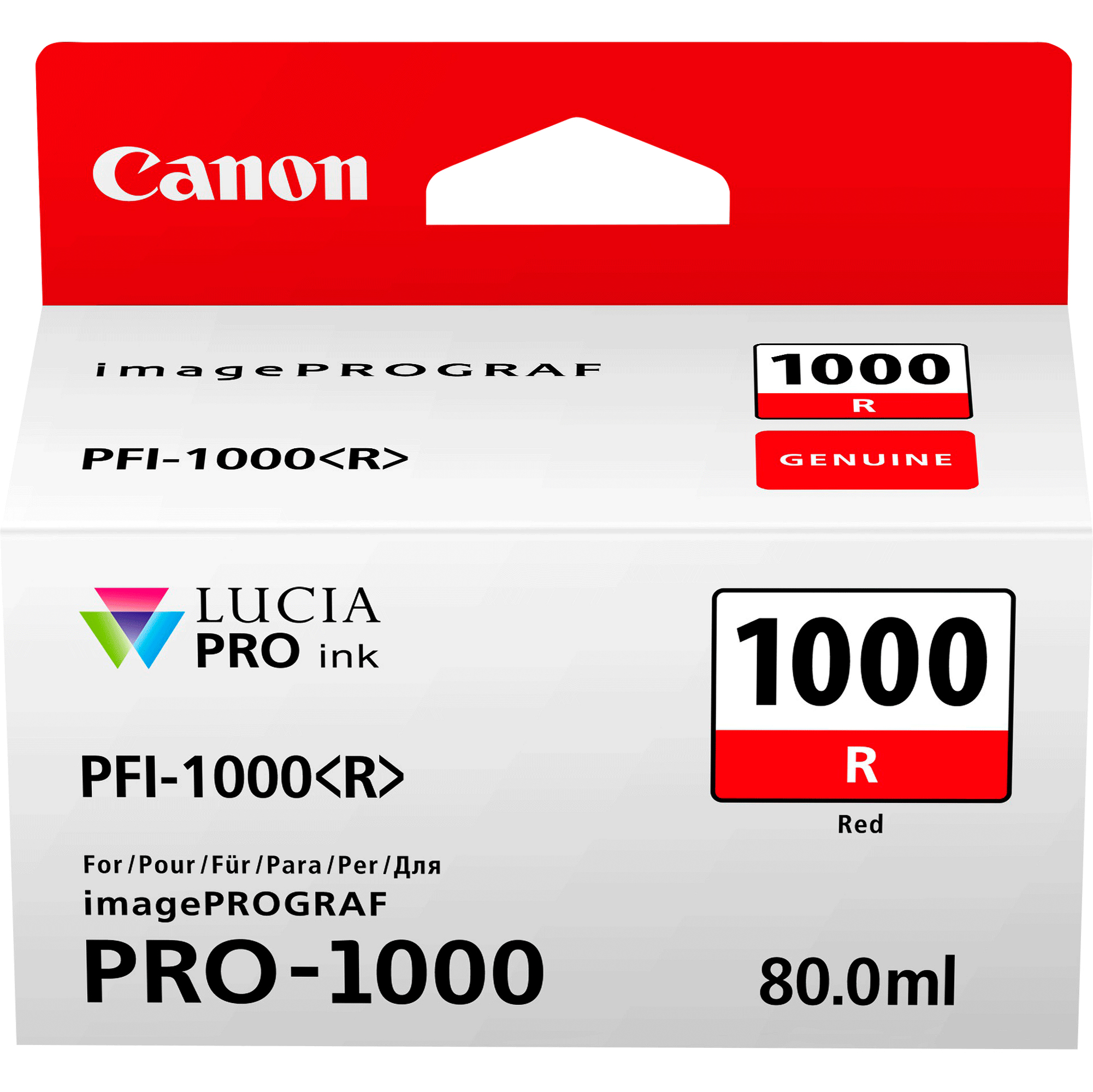 Canon PFI-1000 R - 80 ml - rosso - originale - serbatoio inchiostro - per imagePROGRAF PRO-1000