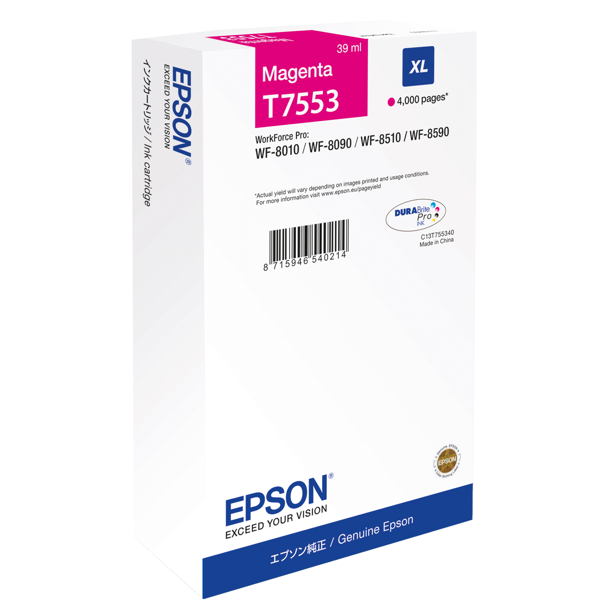 Epson T7553 - 39 ml - XL - magenta - originale - scatola - cartuccia d'inchiostro