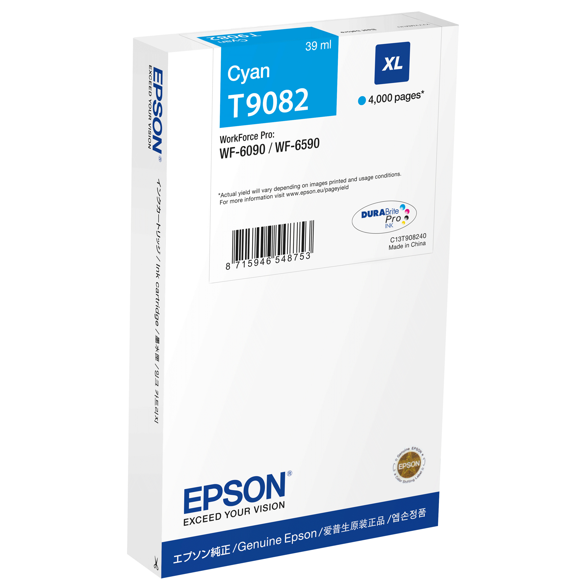 Epson T9082 - 39 ml - misura XL - ciano - originale - cartuccia d'inchiostro