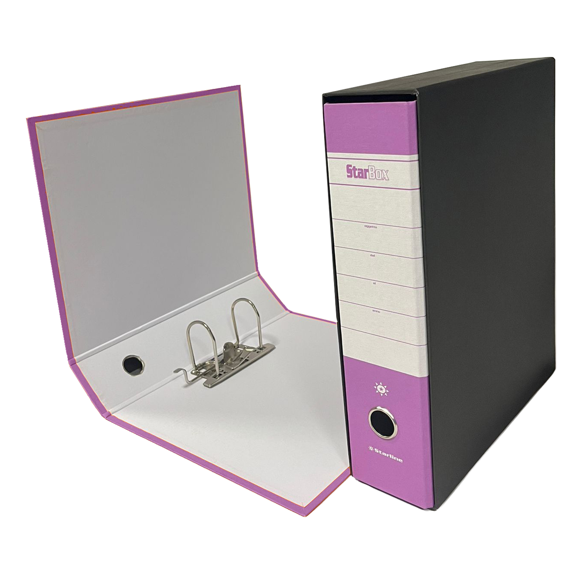 Registratore Starbox sfuso - dorso 8 cm - protocollo 23 x 33 cm - lilla - Starline