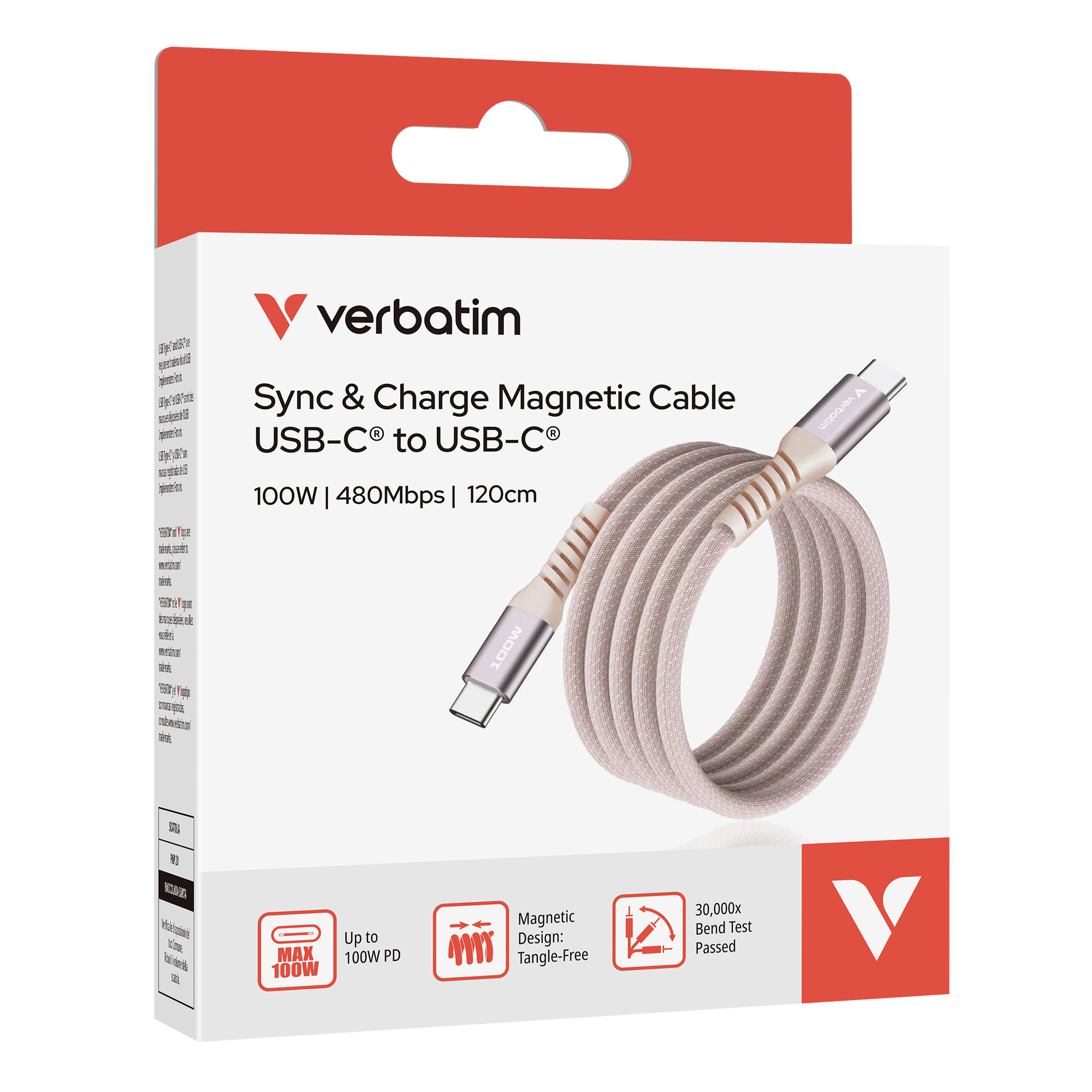 Verbatim - Cavo USB-C to USB-C 100W- Rosa - 31857 - 120cm