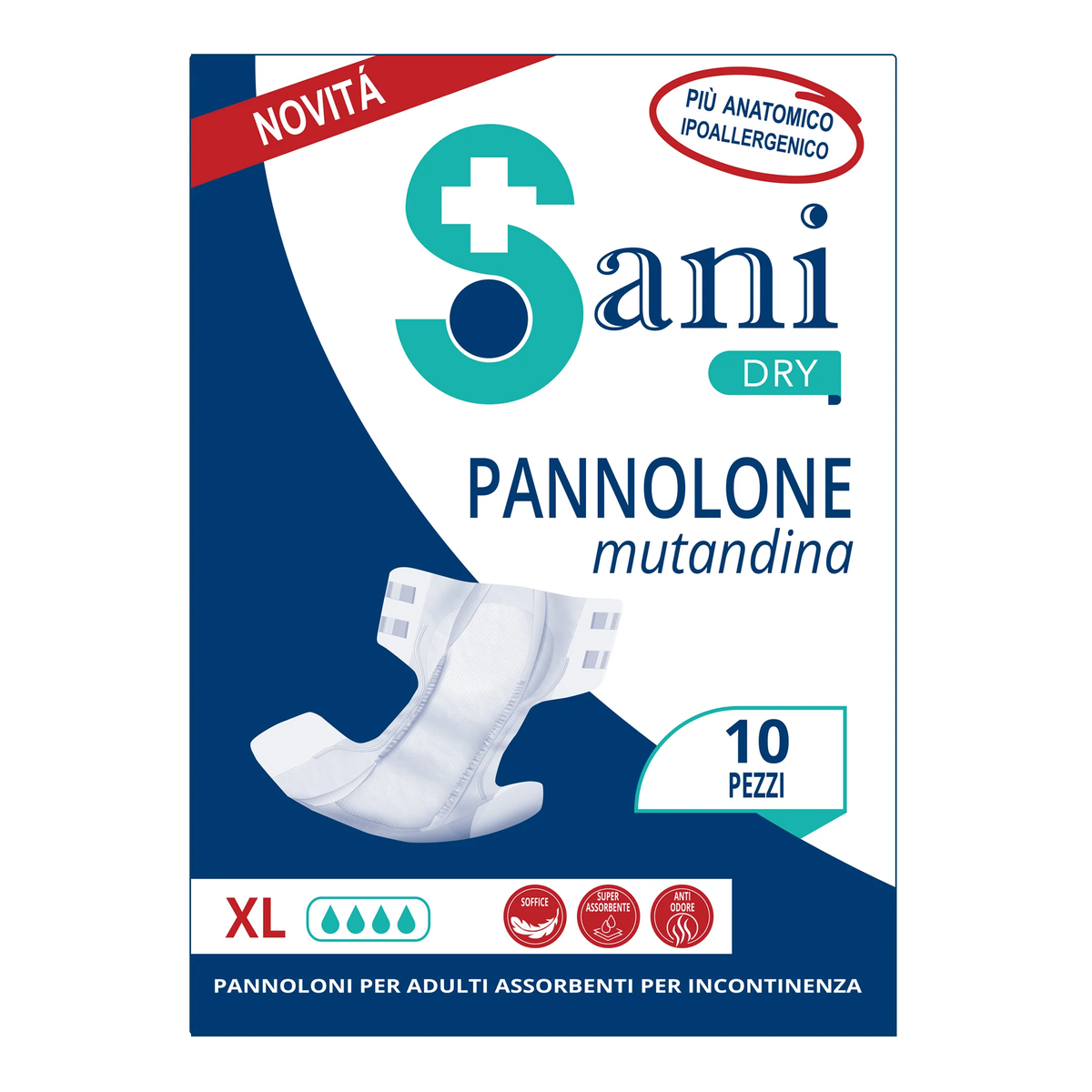 PREORDINE - SANI DRY - PANNOLONE MUTANDINA PER INCONTINENZA PER ADULTI - TAGLIA XL. - 10PZ