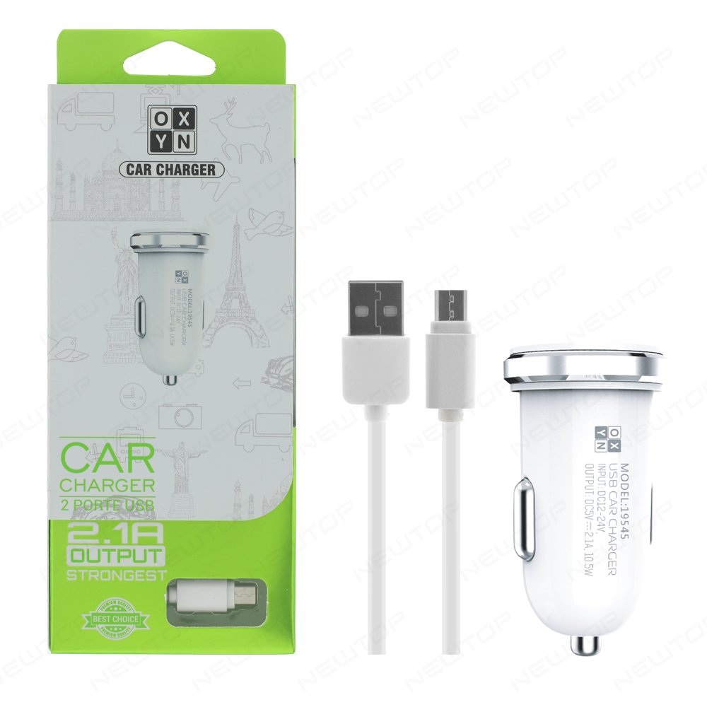 OXYN CARICATORE AUTO 2.1A 2USB CON CAVO MICRO …