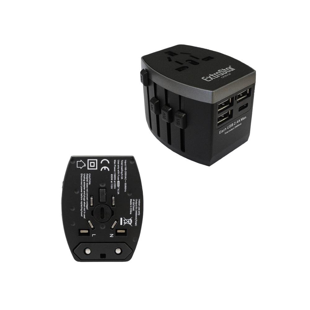 EXTRASTAR ADATTATORE UNIVERSALE 3USB+1TYPEC 3.4A
