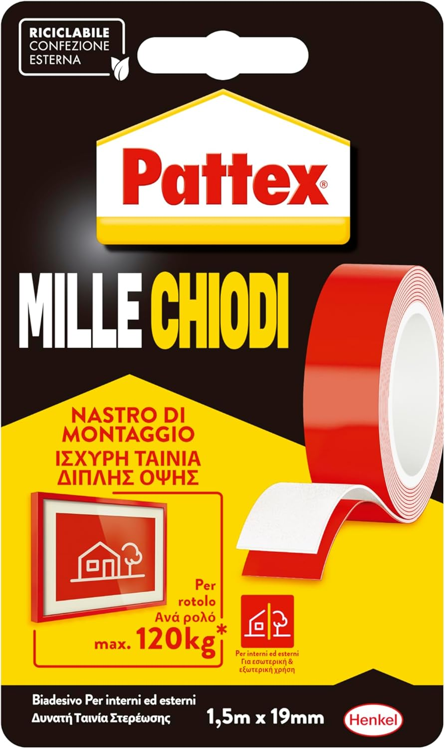 Nastro biadesivo Pattex Millechiodi 19 mm x 1,5 …