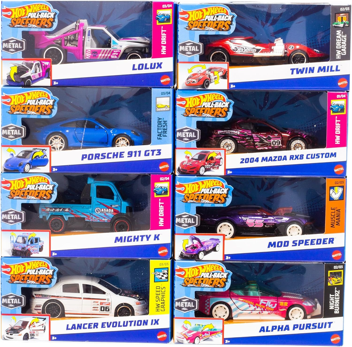 HOT WHEELS Veicoli a retrocarica 1:43 Ass.to HPR70