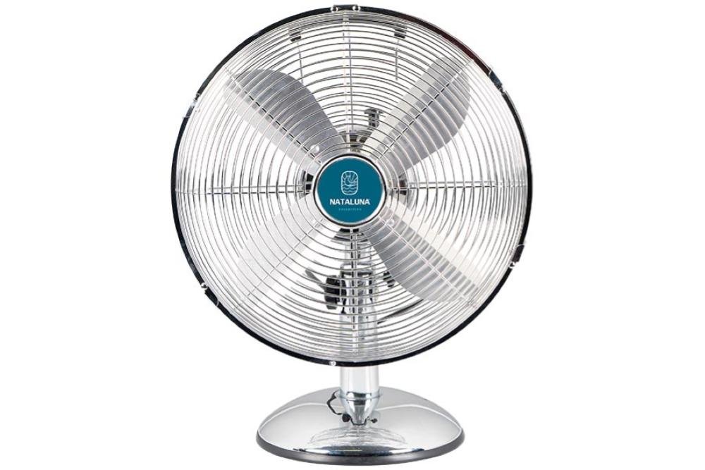 NATALUNA VENT.DA TAVOLO VINTAGE CROMO 45W COVERI 30CM POTENZA 65WATT - MOTORE ALLUMINIO 71X18MM - 5 PALE IN ALLUMINIO - CAVO 1,8MT -