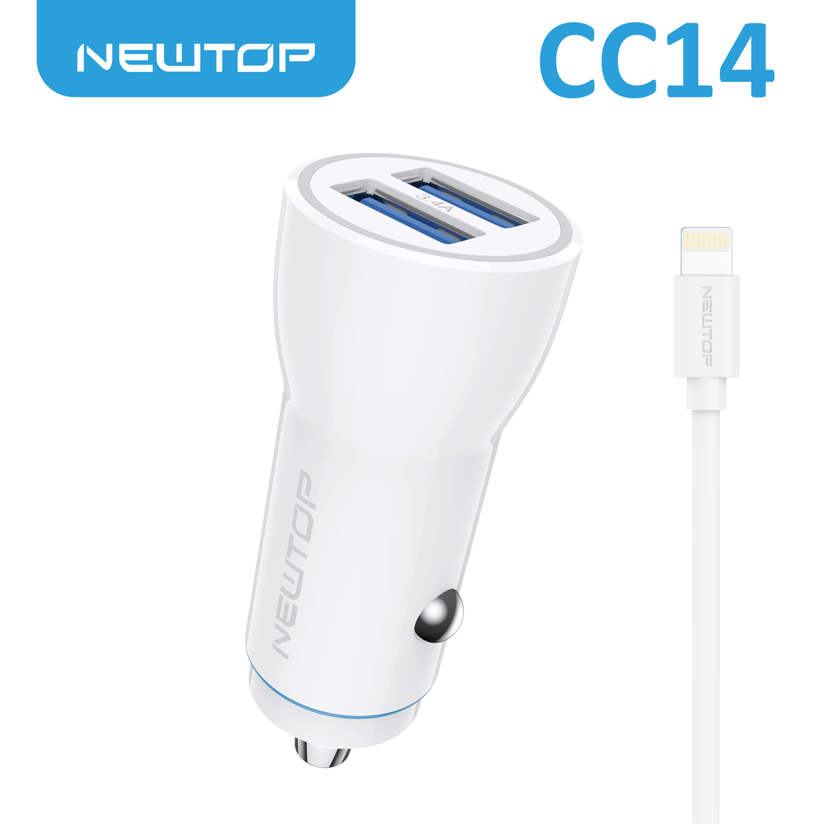 NEWTOP CC14 CARICATORE DA MACCHINA 2USB 3.4A CON …