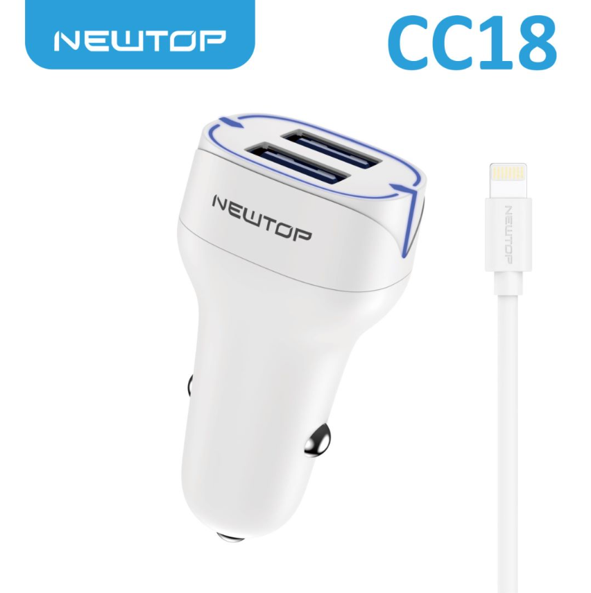 NEWTOP CC18 CARICATORE DA MACCHINA 2USB 2.4A CON …