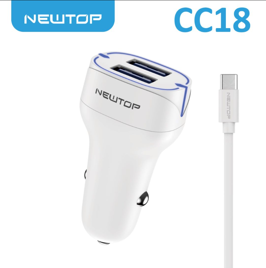 NEWTOP CC18 CARICATORE DA MACCHINA 2USB 2.4A CON …