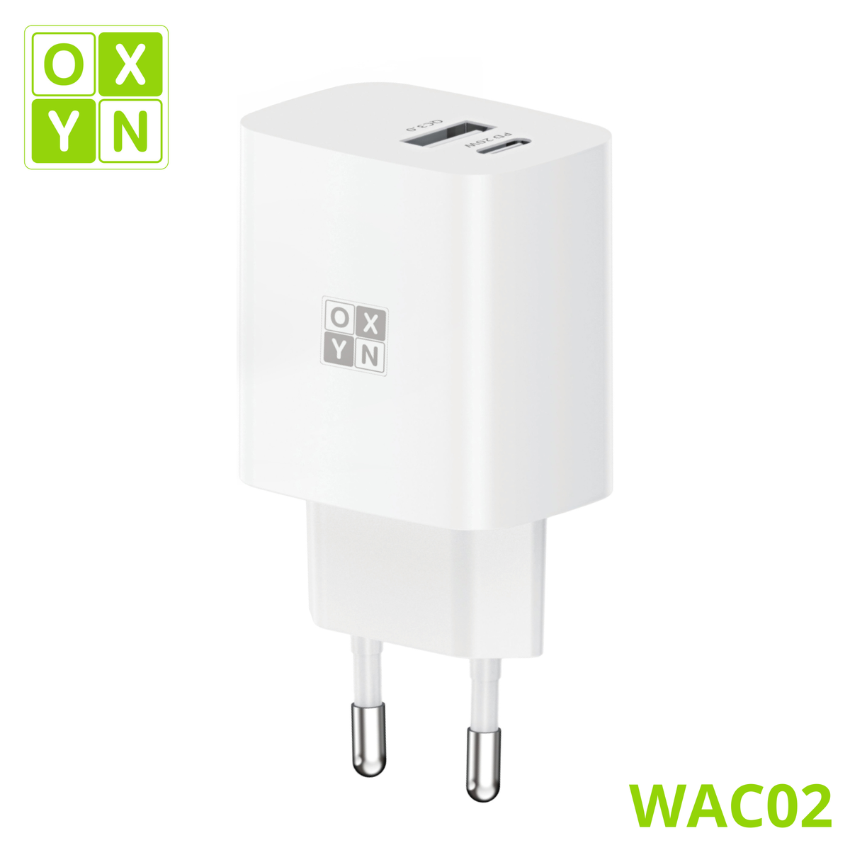 OXYN WAC02 CARICATORE QC3.0 + PD 20W