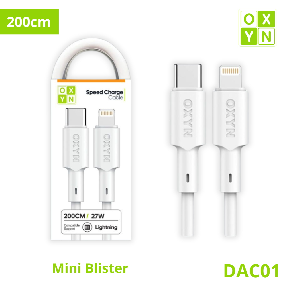OXYN DAC01 MINI BLISTER CAVO 27W TYPE-C/LIGHTNING 200CM
