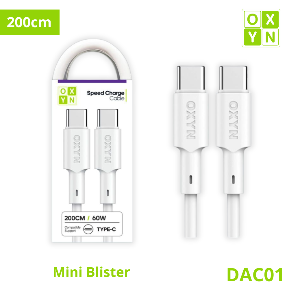 OXYN DAC01 MINI BLISTER CAVO 60W TYPE-C/TYPE-C 200CM
