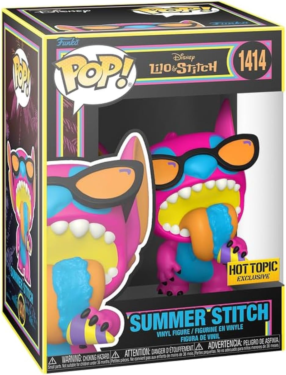 FUNKO POP DISNEY: BLACK LIGHT - LILO & STITCH - VINYL FIGURE 1414 SUMMER STITCH 9CM