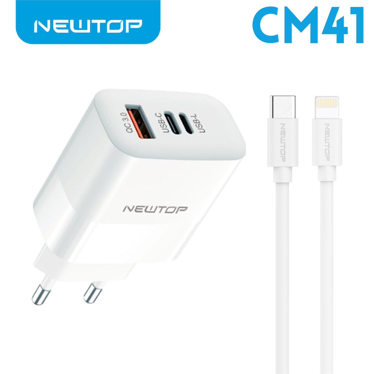 NEWTOP CM41 CARICATORE USB + TYPE-C + LIGHTNING …