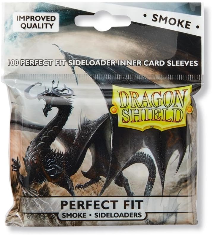 DRAGON SHIELD STANDARD PERFECT FIT SIDELOADING SLEEVES - CLEAR/SMOKE (100 SLEEVES) AT-13123