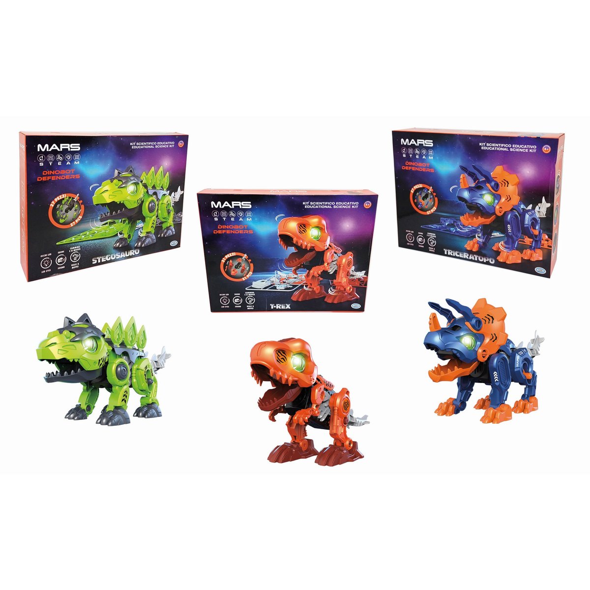 Mars - Dinobot Defenders Dino robot 31 componenti da Assemblare Luci, suoni e Movimento
