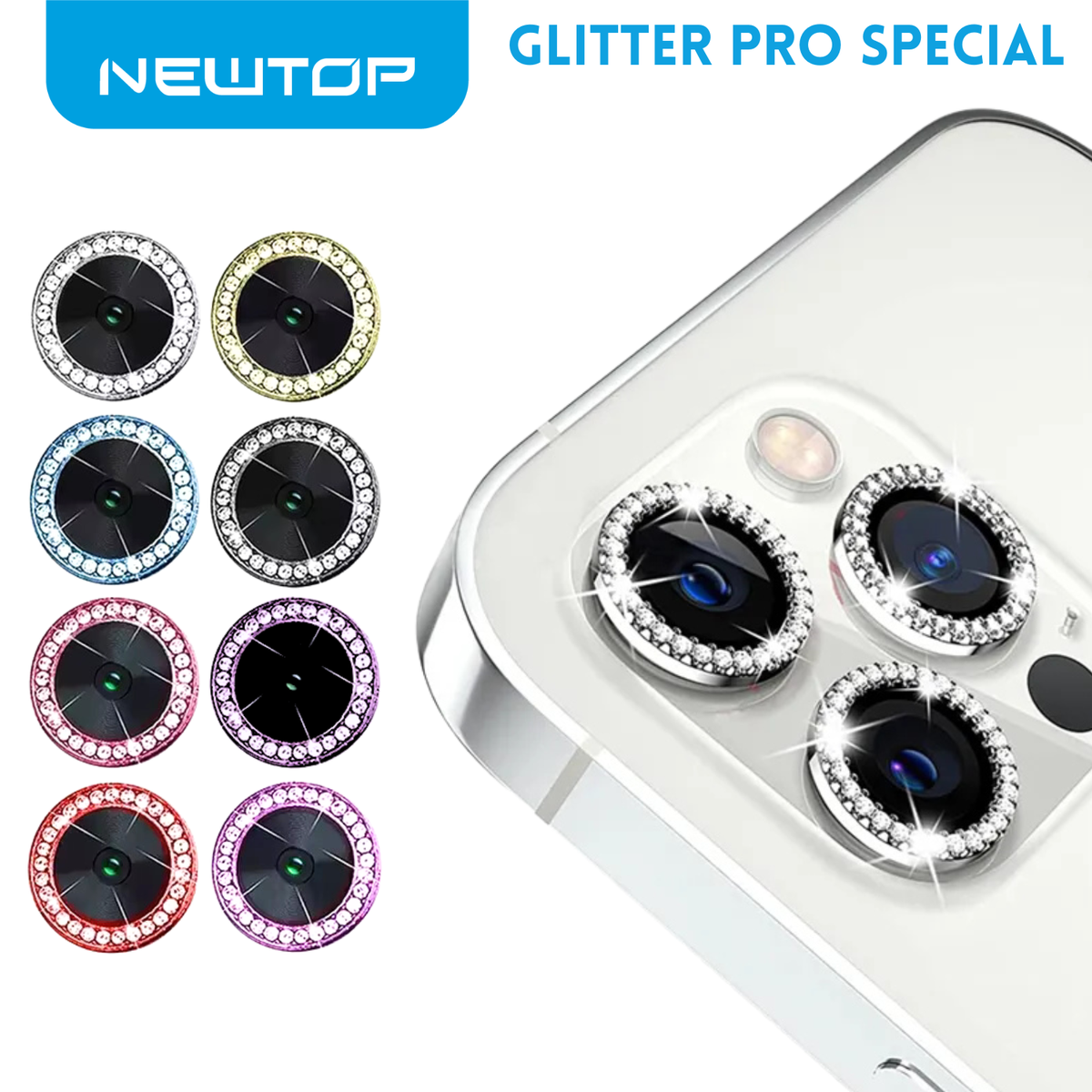 NEWTOP FOTOCAMERA GLITTER PRO SPECIAL VETRO TEMPERATO IPHONE 15 PRO - 15PRO MAX