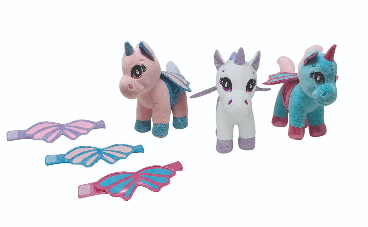 Baby Unicorn - Cuccioli Unicorno Peluche 15 cm con Bracciale Alato 2 in 1 unicorno peluche con ali glitterate che si staccano e diventano un braccialetto