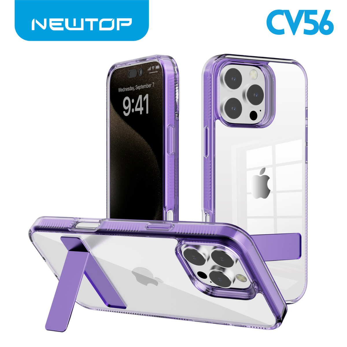 NEWTOP CV56 COVER CRISTALLO CON SUPPORTO PER APPLE IPHONE 17 PRO MAX