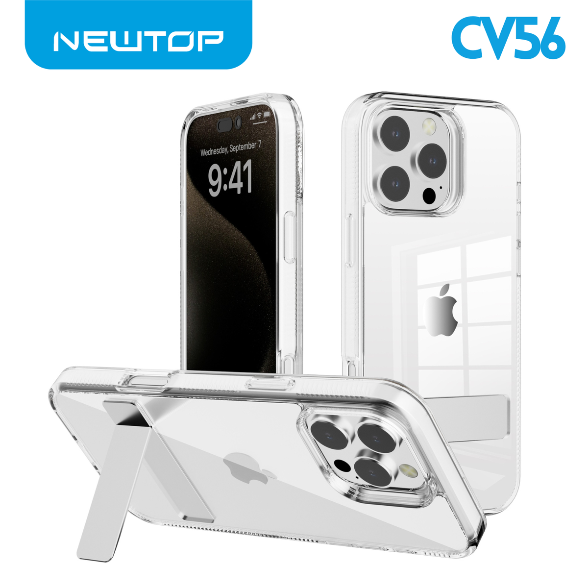 NEWTOP CV56 COVER CRISTALLO CON SUPPORTO PER APPLE IPHONE 16